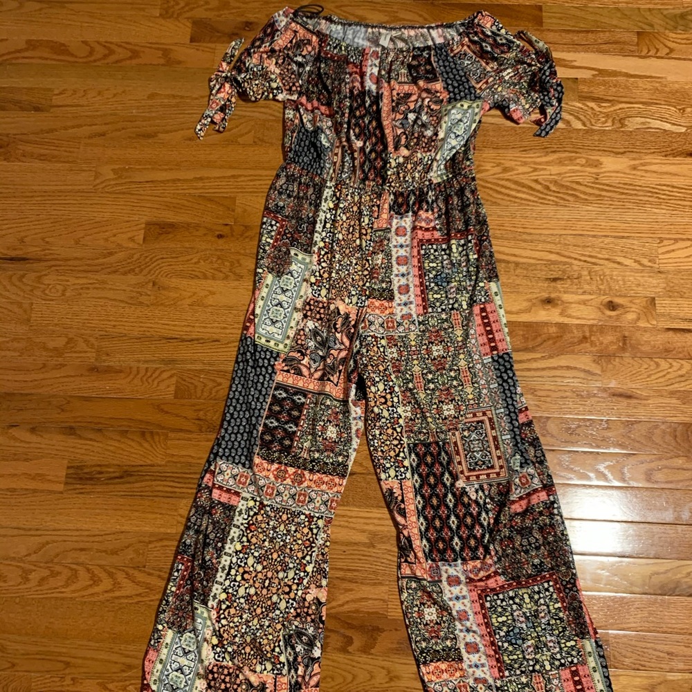 Printed off the shoulder jumpsuit